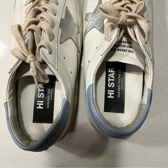 Golden Goose | Hi Star with metallic leather star and powder-blue heel tab - Picture 9 of 11